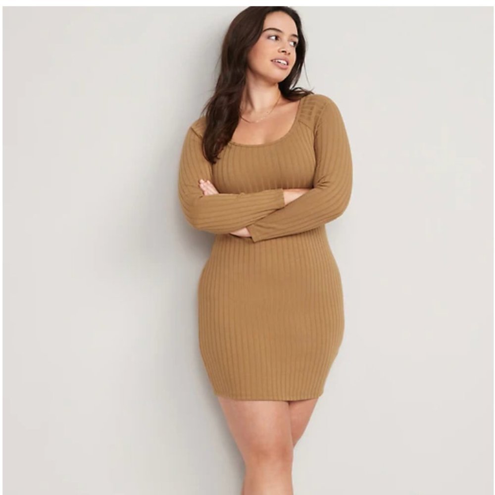 NWT Fitted Scoop-Neck Rib-Knit Mini Dress for Women